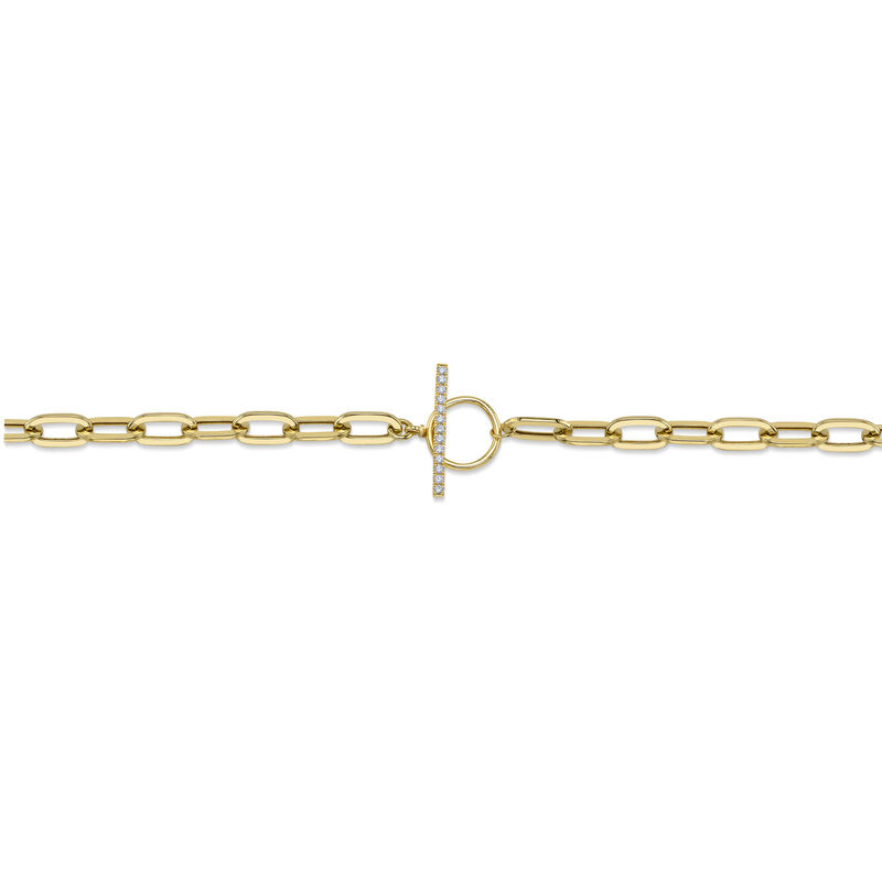 Diamond Paperclip Link Necklace in 14k Yellow Gold image number null